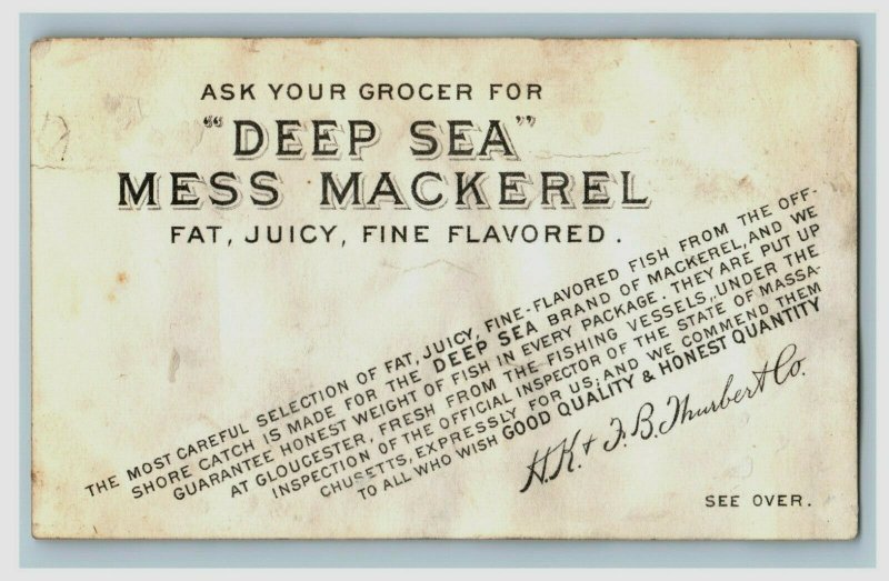 1870's Engraved Deep Sea Mess Mackerel H.K Thurbert Co. Harbor Scene P176