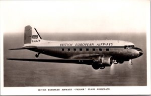 Real Photo Postcard British European Airways Pionair Class Aeroplane