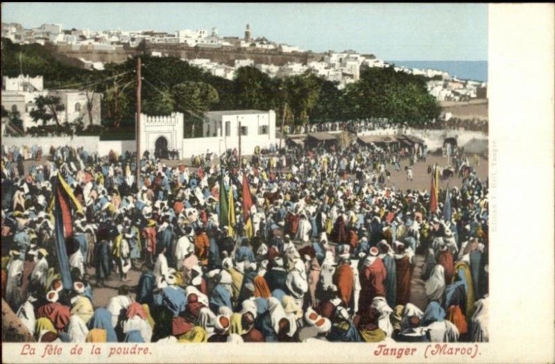 Tanger Morocco La Fete de la Poudre c1900 UDB Postcard 