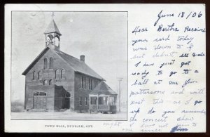 h2401 - DUNDALK Ontario Postcard 1906 Town Hall