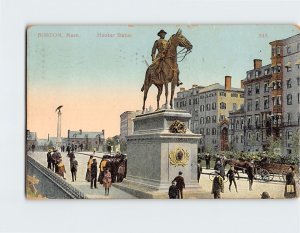 Postcard Hooker Statue Boston Massachusetts USA