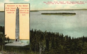 Vintage Postcard 1909 San Michel Crab Island With Cumberland Head Plattsburgh NY