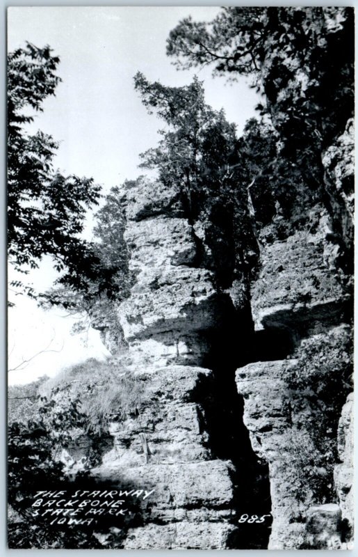 c1950s Backbone State Park, IA RPPC Devil's Stairway Real Photo Rock Climb A131