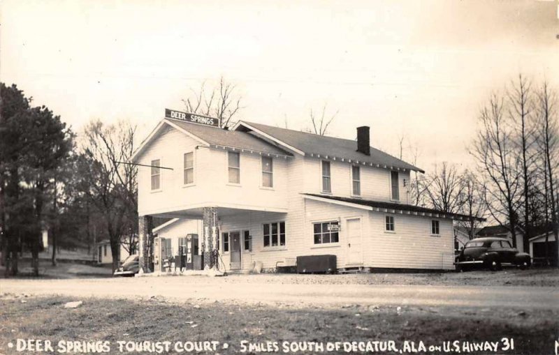 Decatur Alabama Deer Springs Tourist Court Gas Station Real Photo PC AA4111