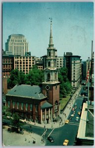 Vtg Boston MA Brimstone Corner Park Street Church View 1960s Postcard