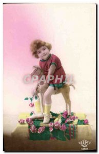 Old Postcard Child Hobby Horse