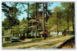 c1960 The Pines Cottages Exterior Classic Car Asheville North Carolina Postcard