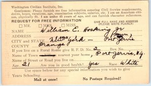 Washington Civilian Institute, Inc., Business Reply Card - Baltimore, Maryland