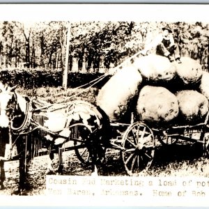 c1940s Van Buren AK RPPC Cousin Fud Marketing Exaggerated Potatoes Arkansas A209