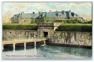 1909 Scenic View Main Entrance Bridge Creek Fortress Monroe Virginia VA Postcard