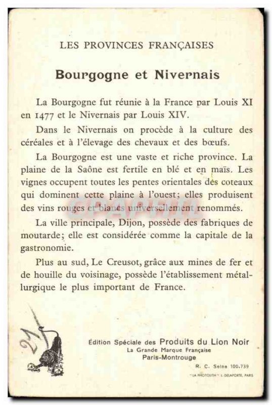 Old Postcard Burgundy and Nivernais