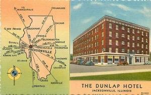 IL, Jacksonville, Illinois, The Dunlap Hotel, Map, Curteich No. 8A-H931 