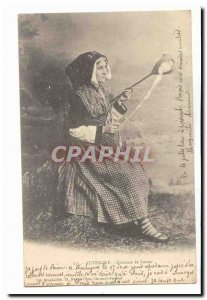 Auvergne Old Postcard Costume Latour (spinner profession) TOP