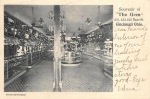 Cincinnati Ohio 1906 Postcard Interior Gem Jewelry &Notions Store  