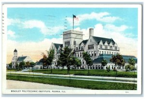 1934 Bradley Polytechnic Institute Exterior Building Peoria Illinois IL Postcard