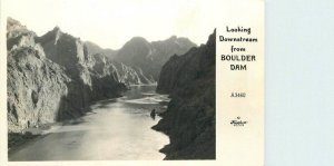 Nevada 1940s Looking Downstream Boulder Dam Frasher RPPC Photo Postcard 22-9284