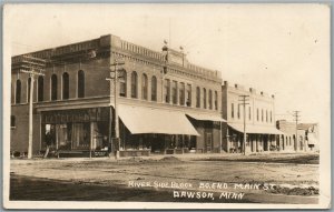 DAWSON MN SO.MAIN STREET RIVER SIDE BLOCK ANTIQUE REAL PHOTO POSTCARD RPPC