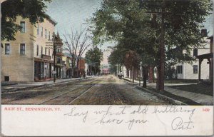 Postcard Main St Bennington Vermont VT 1907