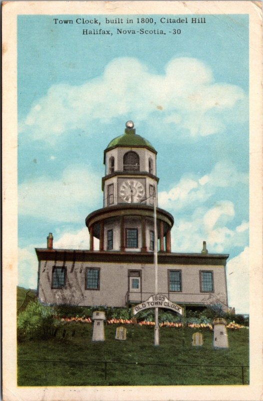 Vtg Town Clock Citadel Hill Halifax Nova Scotia Canada Postcard