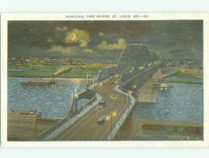 Unused Linen BRIDGE SCENE St. Louis Missouri MO HQ9918