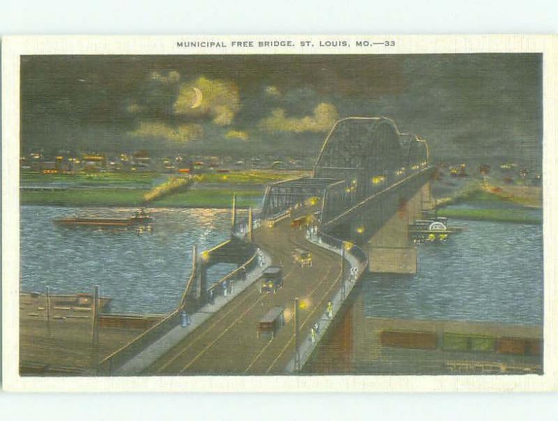 Unused Linen BRIDGE SCENE St. Louis Missouri MO HQ9918