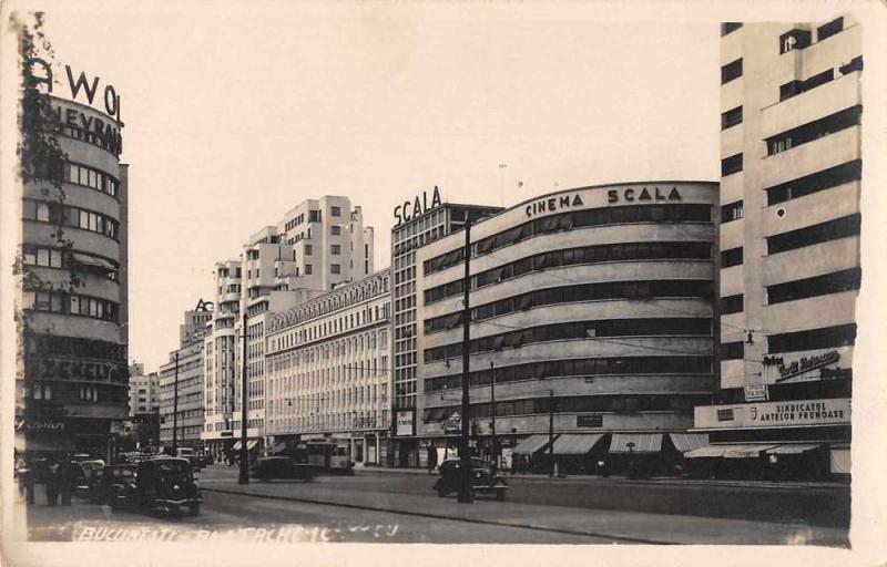 Bucuresti Bucharest Romania Street Scene Real Photo Antique Postcard J55756