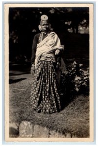 c1920 Nepalese Woman Sain Burlington Darjeeling Studio Nepal RPPC Photo Postcard 