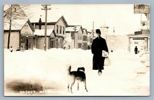 SACKET HARBOR NY STREET SCENE MONTAGE ANTIQUE REAL PHOTO POSTCARD RPPC collage