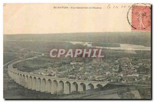 Postcard Old St Satur General view and Viaduct