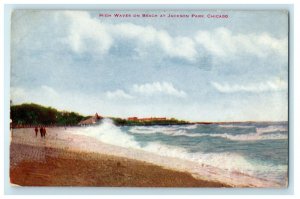 1911 High Waver On Beach At Jackson Park Chicago Illinois IL Antique Postcard