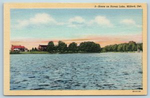 Postcard DE Milford Scenic View on Haven Lake Vintage Linen T11