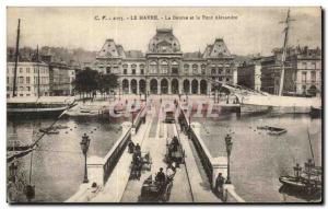 Old Postcard Le Havre The Bourse and Pont Alexandre Boat