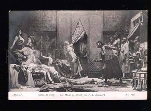 044402 Nude SLAVES Female in HAREM by BOUCHARD vintage SALON