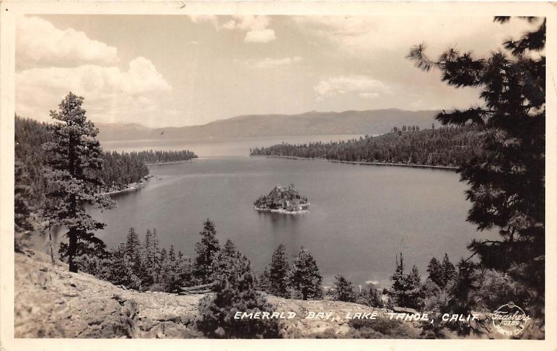 E67/ Lake Tahoe California Postcard Real Photo RPPC c30s Emerald Bay Island 1