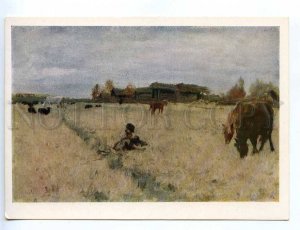 217848 RUSSIA SEROV October Domotkanovo horses old postcard