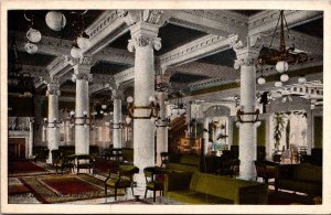 Lobby of Empress Hotel, Victoria BC Vintage Postcard T74