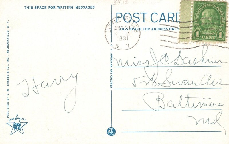 Vintage Postcard 1931 General Herkimer Monument Landmark Little Falls New York