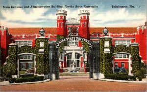 Vtg Florida State University Main Entrance & Admin Building Tallahassee Postcard