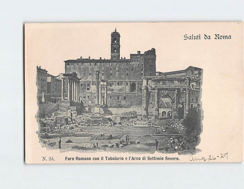Postcard Foro Romano con il Tabulario e l Arco di Settimio Severo, Rome, Italy