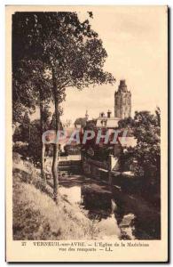 Old Postcard Verneuil sur Avre Madeleine Church View from the ramparts