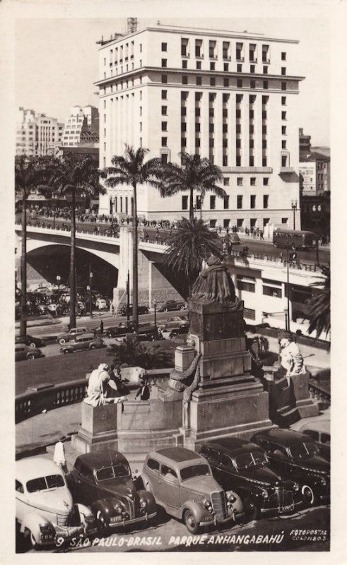 Anhangabahu Parque Paulo Brasil Vintage Real Photo Postcard