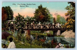 Racine Wisconsin Postcard Foot Bridge Horlick Park Exterior 1914 Vintage Antique