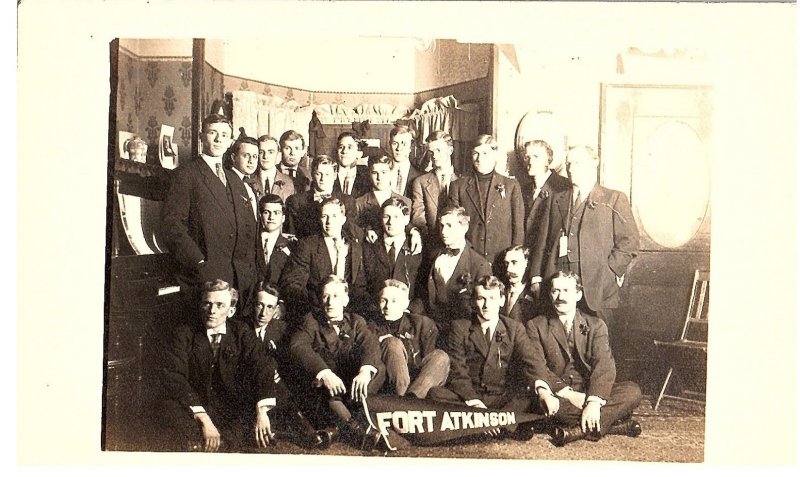 RPPC Postcard Fort Atkinson Wisconsin Portrait Group of Men Fraternity?