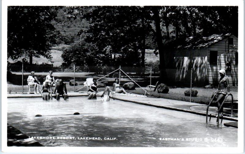 RPPC LAKEHEAD, CA  Swimming Pool at LAKESHORE RESORT  c1950s Eastman Roadside