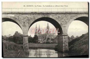 Old Postcard Bayeux Viaduct La Cathedrale is Reflecting In The Aure