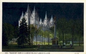 Mormon Temple Illuminated - Salt Lake City, Utah UT  