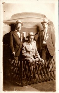 RPPC PA Pittsburgh Three Men Streetcar Background Davis Studios Photo ~1910 Z1