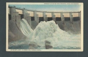 Ca 1909 Post Card Canal Zone Panama Gatun Spillway In Operation