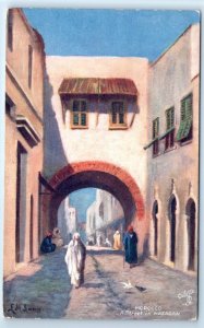 TUCK Oilette~ A street in Mazagan MOROCCO artist signed LM Long Postcard