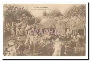 Morocco Old Postcard Meknes walking the fruits (ass donkey mule)